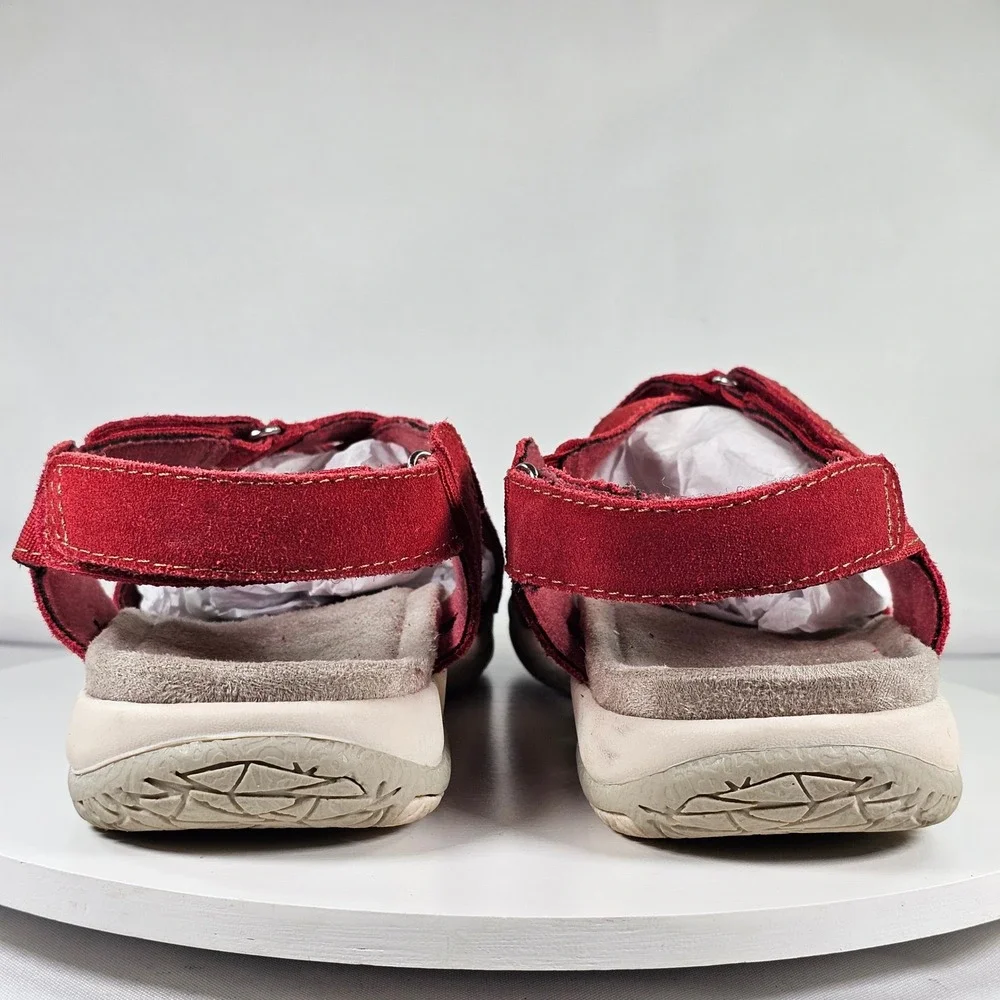 Earth Origins Sammie Red Pepper Suede Strappy Comfort Sport Sandals Womens 9.5 M